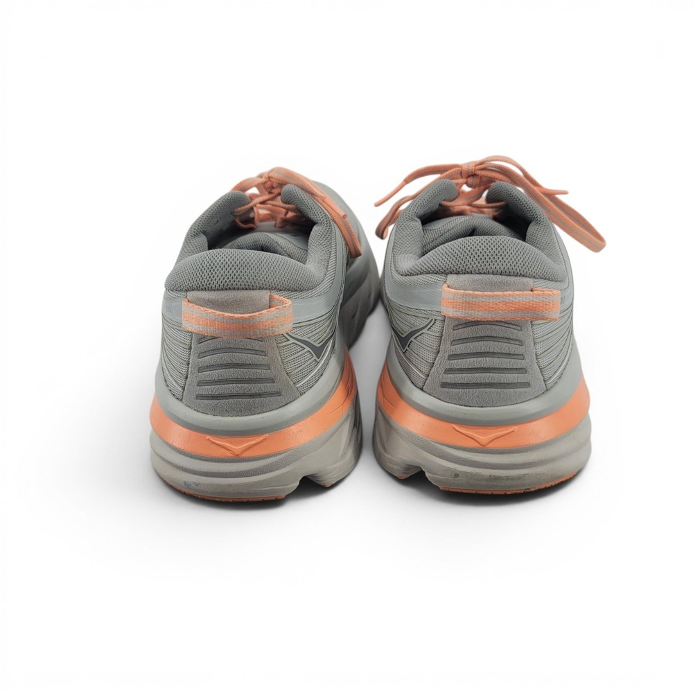 Hoka One One Bondi 7 Womens 9 Gray Peach Running Walking Athletic Shoes - Picture 6 of 8
